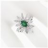 Image 3 : Vintage 18k White Gold 2.24 ctw Pear Emerald Marquise Diamond Spray Cocktail Rin