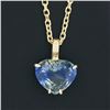 Image 3 : New 14K Gold GIA Zoned Blue & Yellow Heart Sapphire Solitaire Pendant Necklace