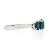 Image 5 : Platinum 2.89 ctw GIA Round Green Tsavorite & Oval Sapphire Three 3 Stone Ring