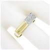 Image 3 : 14K TT Gold 0.20 ctw Round Brilliant Pave Diamond Polished High Geometric Ring