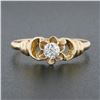 Image 2 : Antique 10k Gold .25 ctw Old European Diamond Flower Prong Setting Engagement Ri