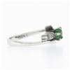 Image 5 : Vintage 14k White Gold Emerald Cut Emerald & 0.12 ctw Round Diamond Bypass Ring