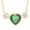 Image 3 : NEW 18k Gold 2.42 ctw GIA Bezel Heart Emerald & Diamond Pendant Chain Necklace