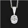 Image 3 : New 14k White Gold 0.56 ctw European Diamond Half Bezel Solitaire Pendant & Chai