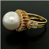Image 6 : 18K Yellow Gold LARGE 13.3mm South Sea Pearl Ring w/ Marquise & Round Diamonds
