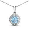 Image 1 : 14KT White Gold 1.48ctw Aquamarine and Diamond Pendant