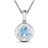 Image 2 : 14KT White Gold 1.48ctw Aquamarine and Diamond Pendant