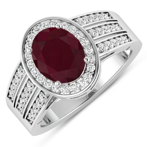 14KT White Gold 2.3ctw Ruby and Diamond Ring