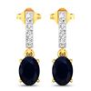 Image 1 : 14KT Yellow Gold 1.5ctw Blue Sapphire and Diamond Earrings