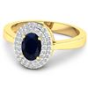 Image 2 : 14KT Yellow Gold 0.90ct Blue Sapphire and Diamond Ring