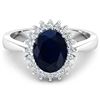 Image 1 : 14KT White Gold 1.30ct Blue Sapphire and Diamond Ring