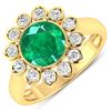 Image 1 : 14KT Yellow Gold 1.8ctw Zambian Emerald and Diamond Ring