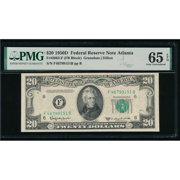 1950D $20 Atlanta FRN PMG 65EPQ