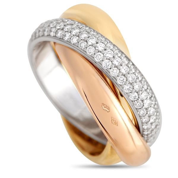 Cartier Trinity 18K Yellow, White, and Rose Gold Diamond Ring
