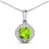 Image 1 : 14KT White Gold 2.02ctw Peridot and Diamond Pendant