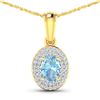 Image 1 : 14KT Yellow Gold 0.51ctw Aquamarine and Diamond Pendant