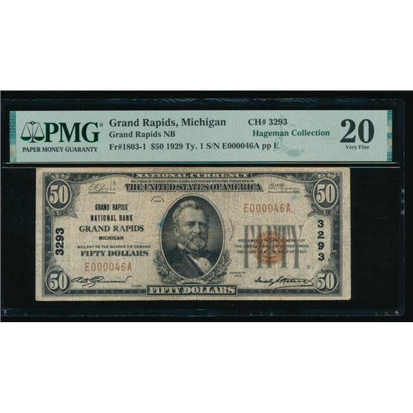 1929 $50 Grand Rapids MI National PMG 20