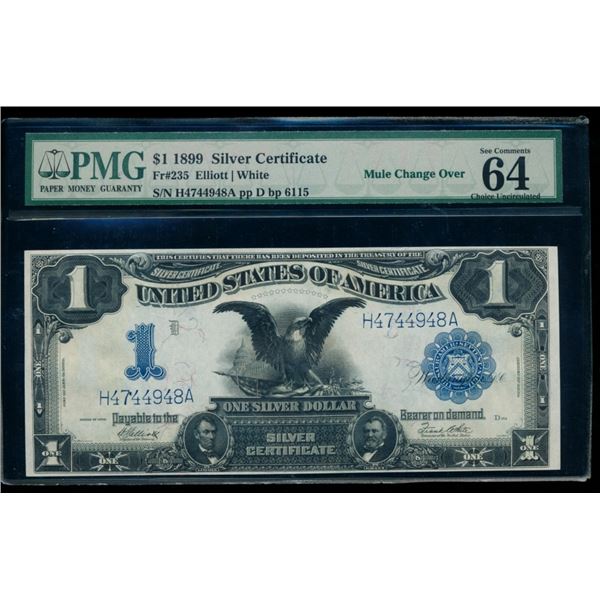 1899 $1 Black Eagle Silver Certificate PMG 64