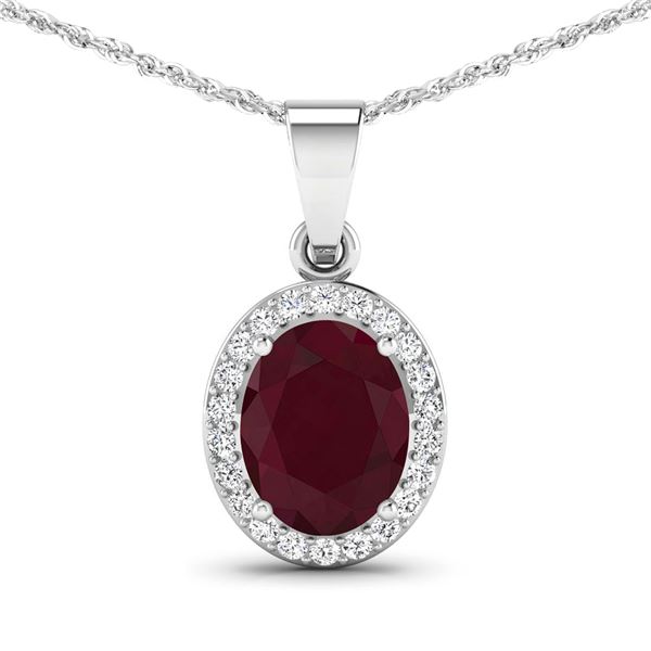 14KT White Gold 2.3ctw Ruby and Diamond Pendant