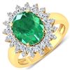 Image 3 : 14KT Yellow Gold 3.14ct Zambian Emerald and Diamond Ring