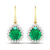 Image 1 : 14KT Yellow Gold 2.88ctw Zambian Emerald and Diamond Earrings