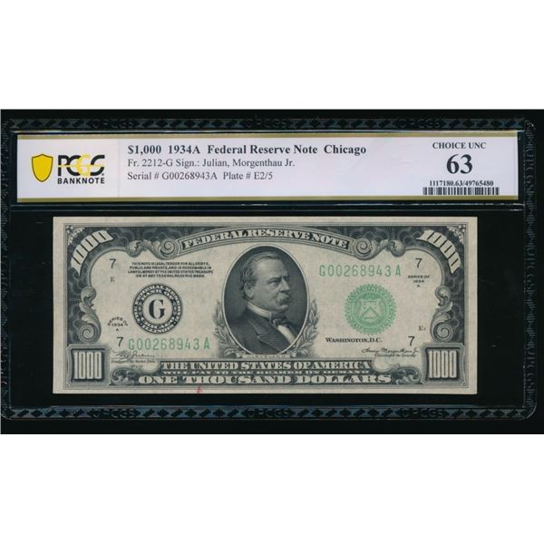 1934A $1000 Chicago FRN PCGS 63