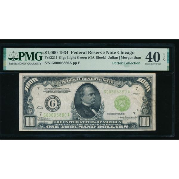 1934 $1000 Chicago FRN PMG 40EPQ