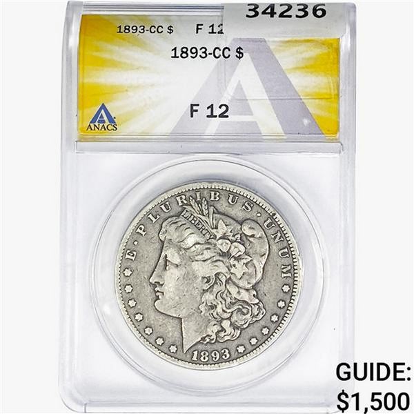 1893-CC Morgan Silver Dollar ANACS F12