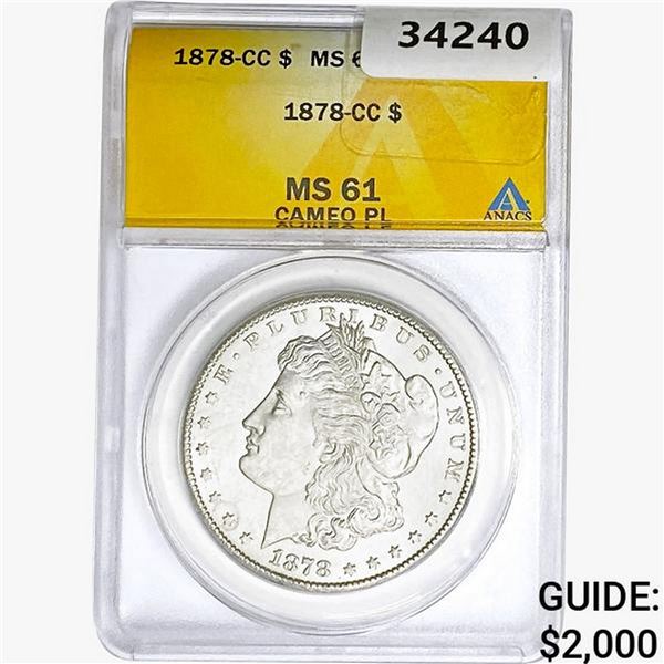 1878-CC Morgan Silver Dollar ANACS MS61 CAMEO PL