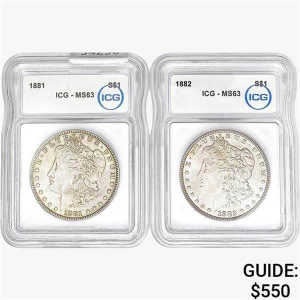 [2]1881-1882 Morgan Silver Dollar ICG MS63
