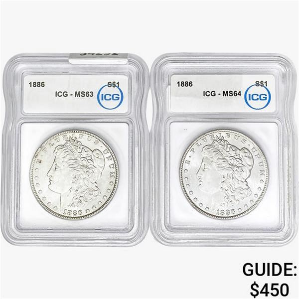 [2]1886 Morgan Silver Dollar ICG MS63-64