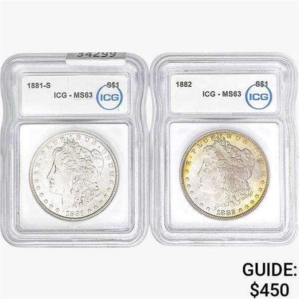 [2]1881-1882 Morgan Silver Dollar ICG MS63