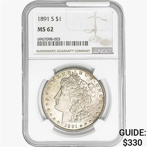 1891-S Morgan Silver Dollar NGC MS62