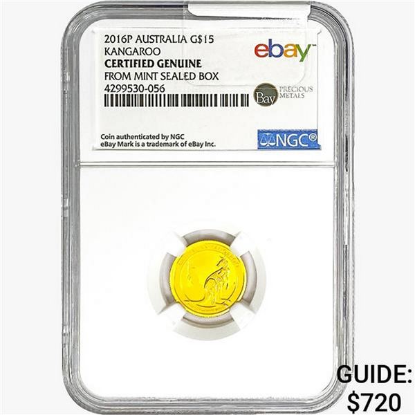 2016-P 1/10oz G$15 Australia Kangaroo NGC Genuine