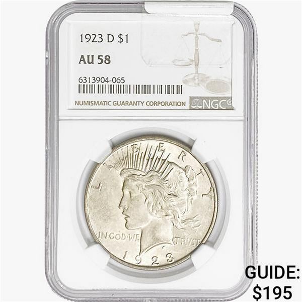 1923-D Silver Peace Dollar NGC AU58