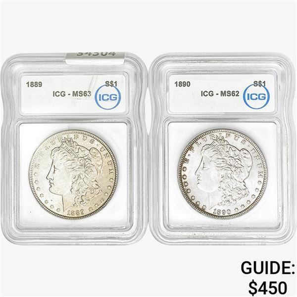 [2]1889-1890 Morgan Silver Dollar ICG MS62-63