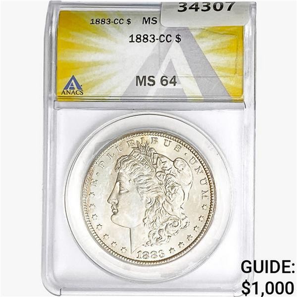 1883-CC Morgan Silver Dollar ANACS MS64