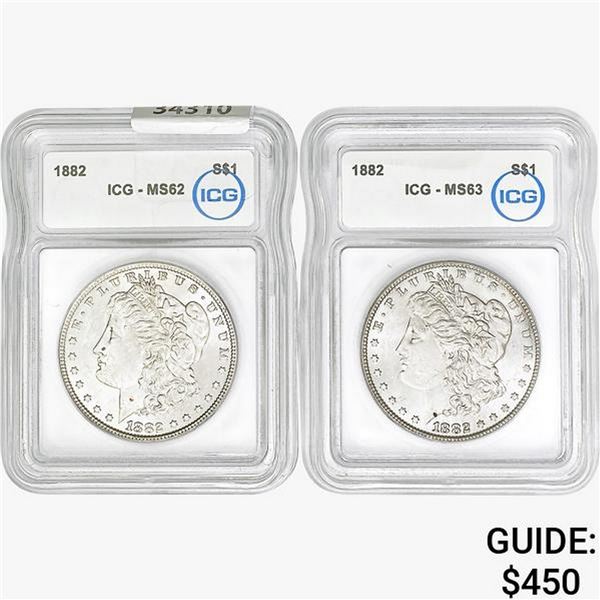 [2]1882 Morgan Silver Dollar ICG MS62-63