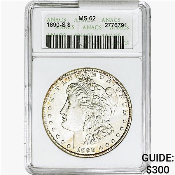 1890-S Morgan Silver Dollar ANACS MS62