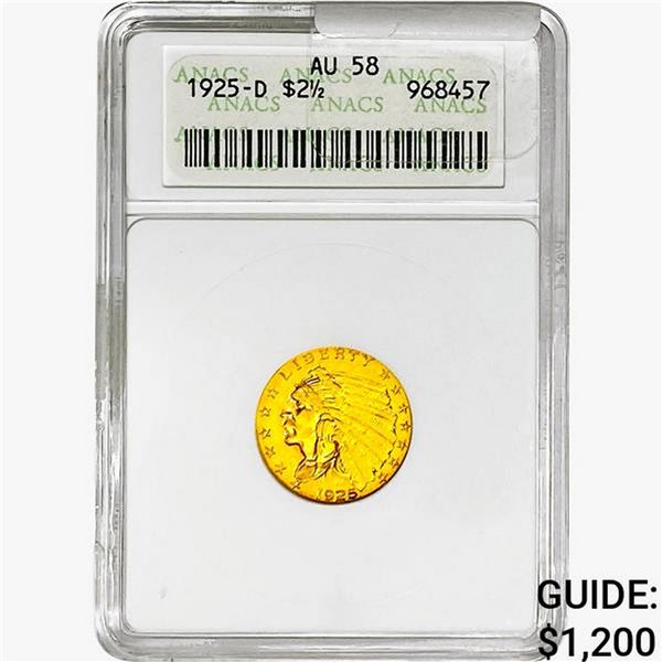 1925-D $2.50 Gold Quarter Eagle ANACS AU58