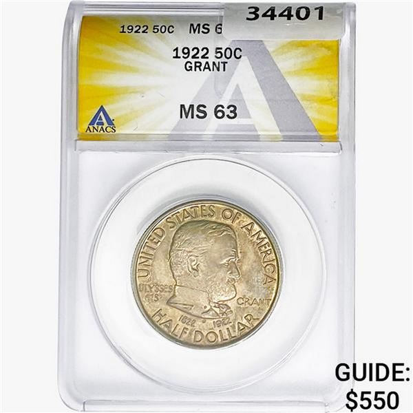1922 Grant Half Dollar ANACS MS63