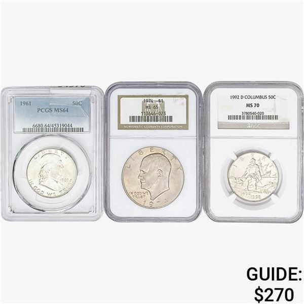 [3]1961-1992 Asstd. U.S. Dollar & Half Dollars NGC/PCGS