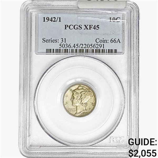 1942/1 Mercury Silver Dime PCGS XF45
