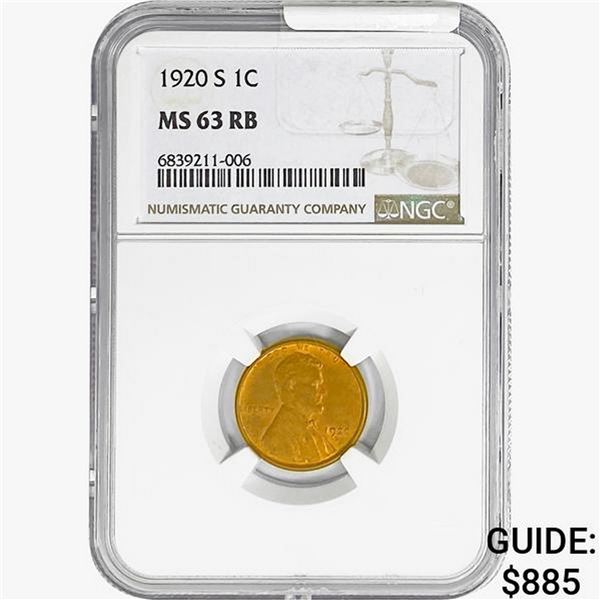 1920-S Wheat Cent NGC MS63 RB