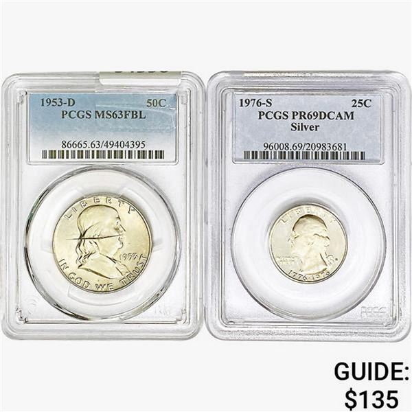 [2]1953-1976 25C Wahsington & 50C Franklin PCGS