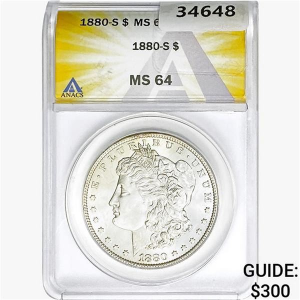 1880-S Morgan Silver Dollar ANACS MS64