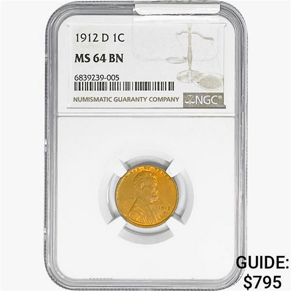 1912-D Wheat Cent NGC MS64 BN