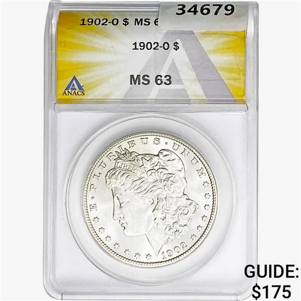 1902-O Morgan Silver Dollar ANACS MS63
