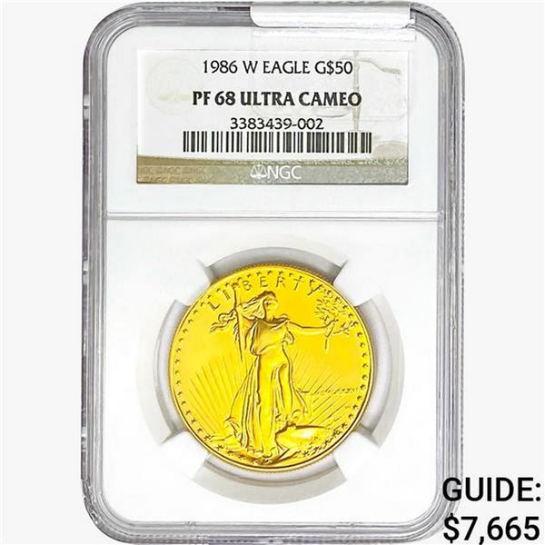 1986-W 1oz $50 AGE NGC PF68 UC