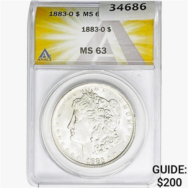 1883-O Morgan Silver Dollar ANACS MS63